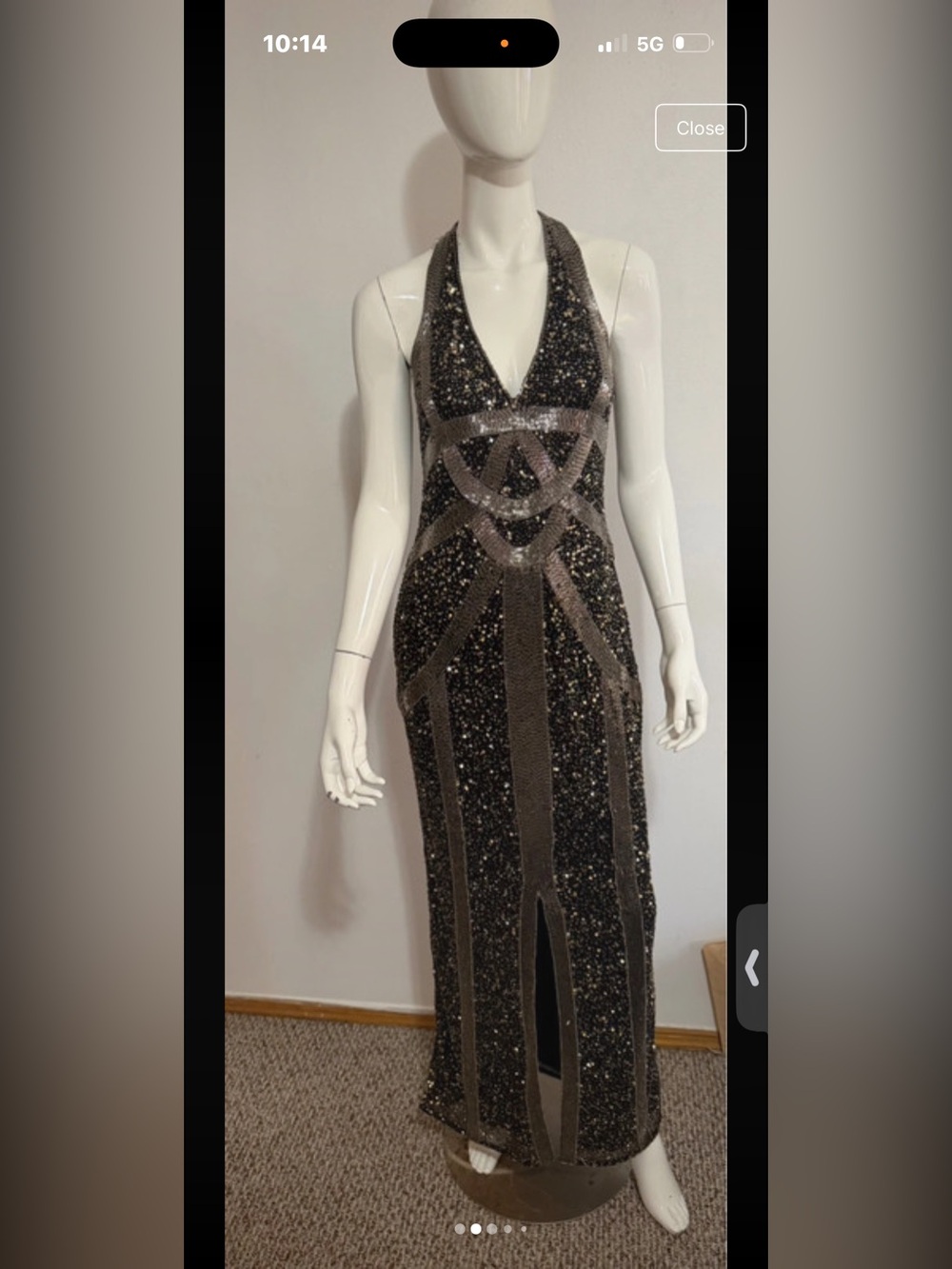 Karen Millen Black Strapless Sequin Evening Gown with Silver Accents